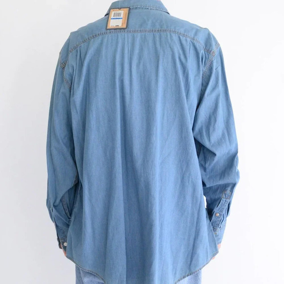 Izod Jeans Button Up Western Blue Denim Shirt XL - Picture 2 of 10